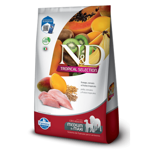 Alimento N&D Tropical Can Fgo Adt Md/Mx 2 + 0,5 kg