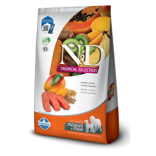 Alimento N&D Tropical Can Salm Adt Md/Mx 2 + 0,5 kg
